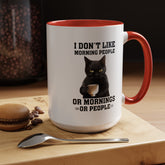 Accent Coffee Mug (11, 15oz), black cat sarcastic humorous saying everyday kitchen coffee tea color accent funny gift mug