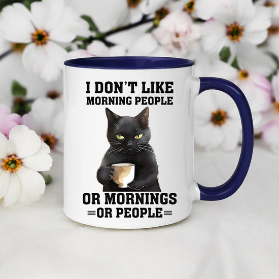 Accent Coffee Mug (11, 15oz), black cat sarcastic humorous saying everyday kitchen coffee tea color accent funny gift mug