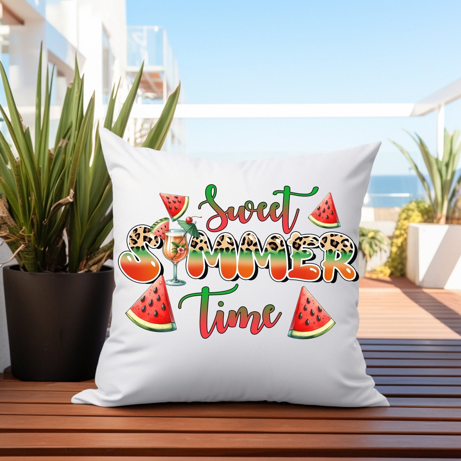 Outdoor Pillows, Two-sided Outside Casual Summer Fun decorated all purpose pillow, Sunny Bright Pool side lounge throw pillow, Custom design
