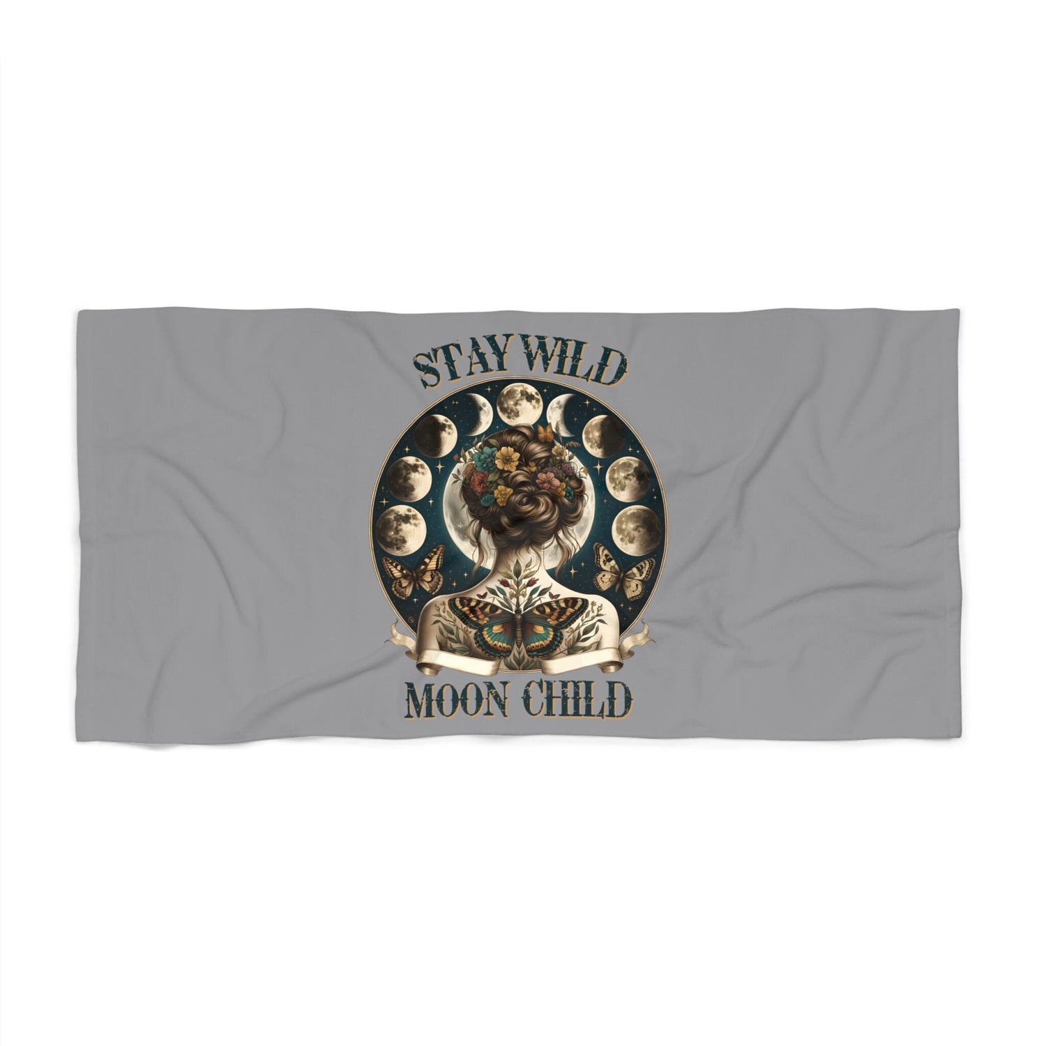 Beach Towel, Celestial Moon Designed Beach Towel, Moon Child Towel, Oversized Soft Beache Towel, Cool Sand Blanket, Vacation Size Towel