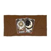 Beach Towel, Brown Celestial Beach Towel, Horoscope Tarot Cards, Great Mystical inspired gift, spiritual inspired gift, Heavy Lush towel
