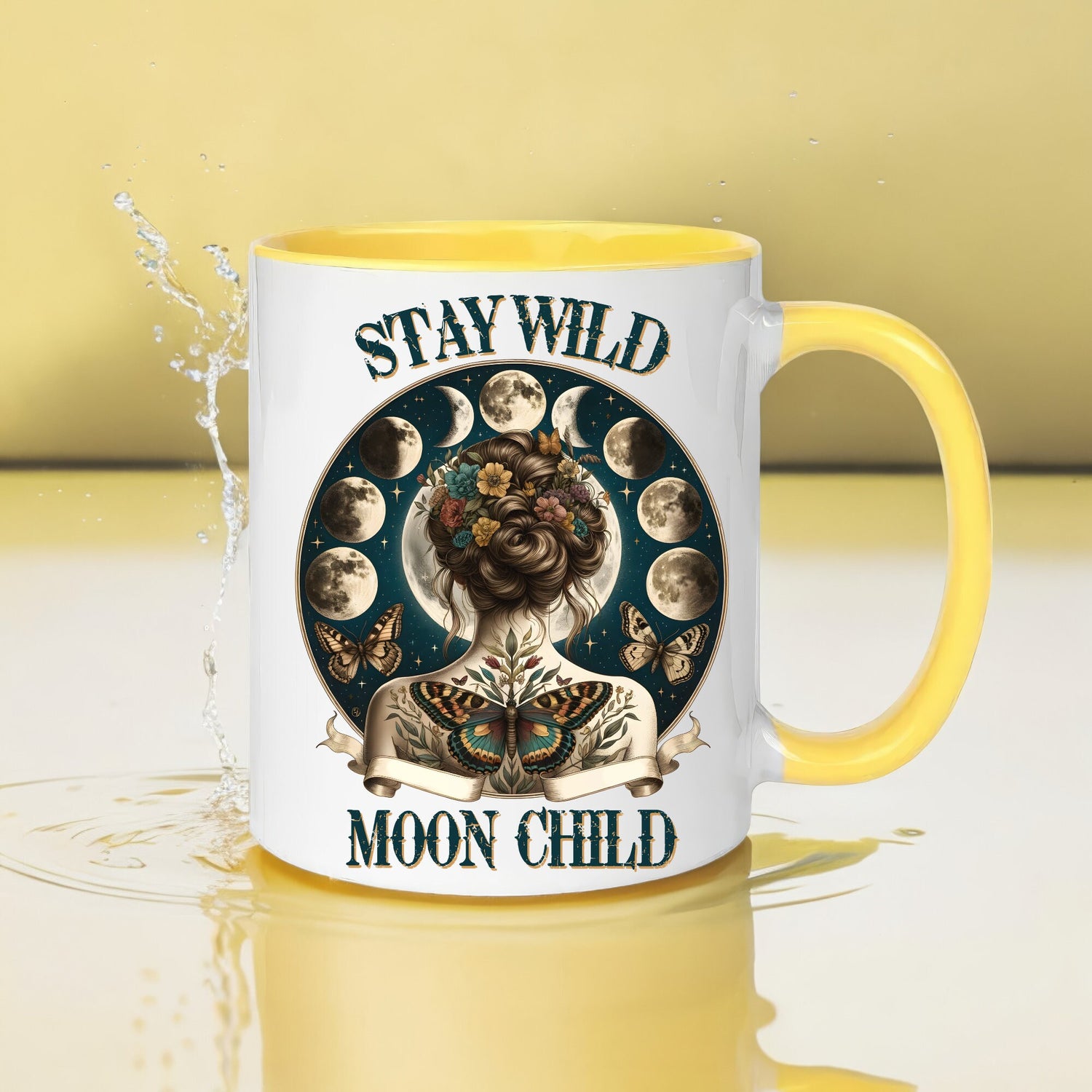 Colorful Mugs, 11oz, Moon Child Tarot Card Coffee Mug, Celestial Spiritual Art, Custom artistic everyday drinking cup, special gift item