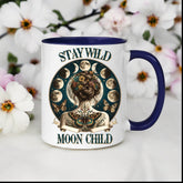 Colorful Mugs, 11oz, Moon Child Tarot Card Coffee Mug, Celestial Spiritual Art, Custom artistic everyday drinking cup, special gift item