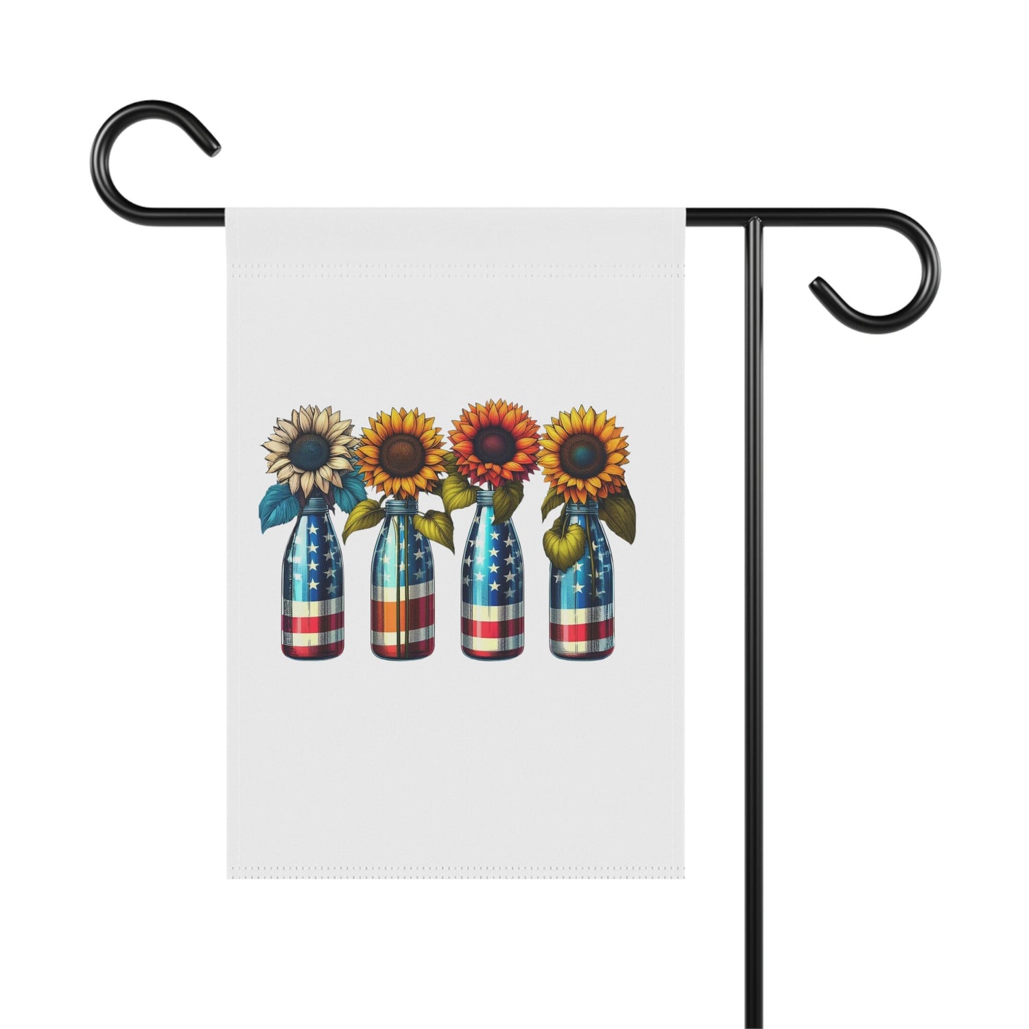 Garden & House Banner, patriotic US National sunflower flag design for outdoor stylish American garden decor