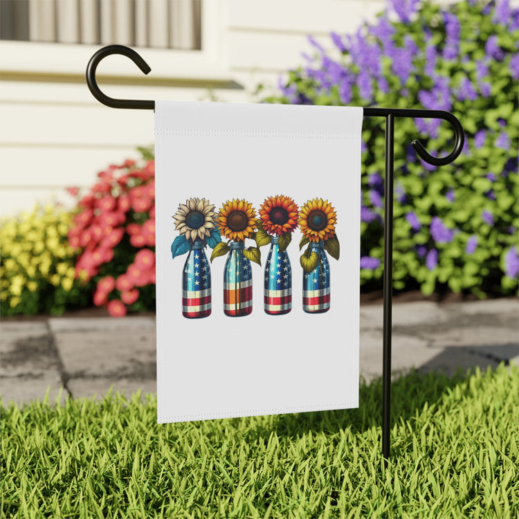 Garden & House Banner, patriotic US National sunflower flag design for outdoor stylish American garden decor