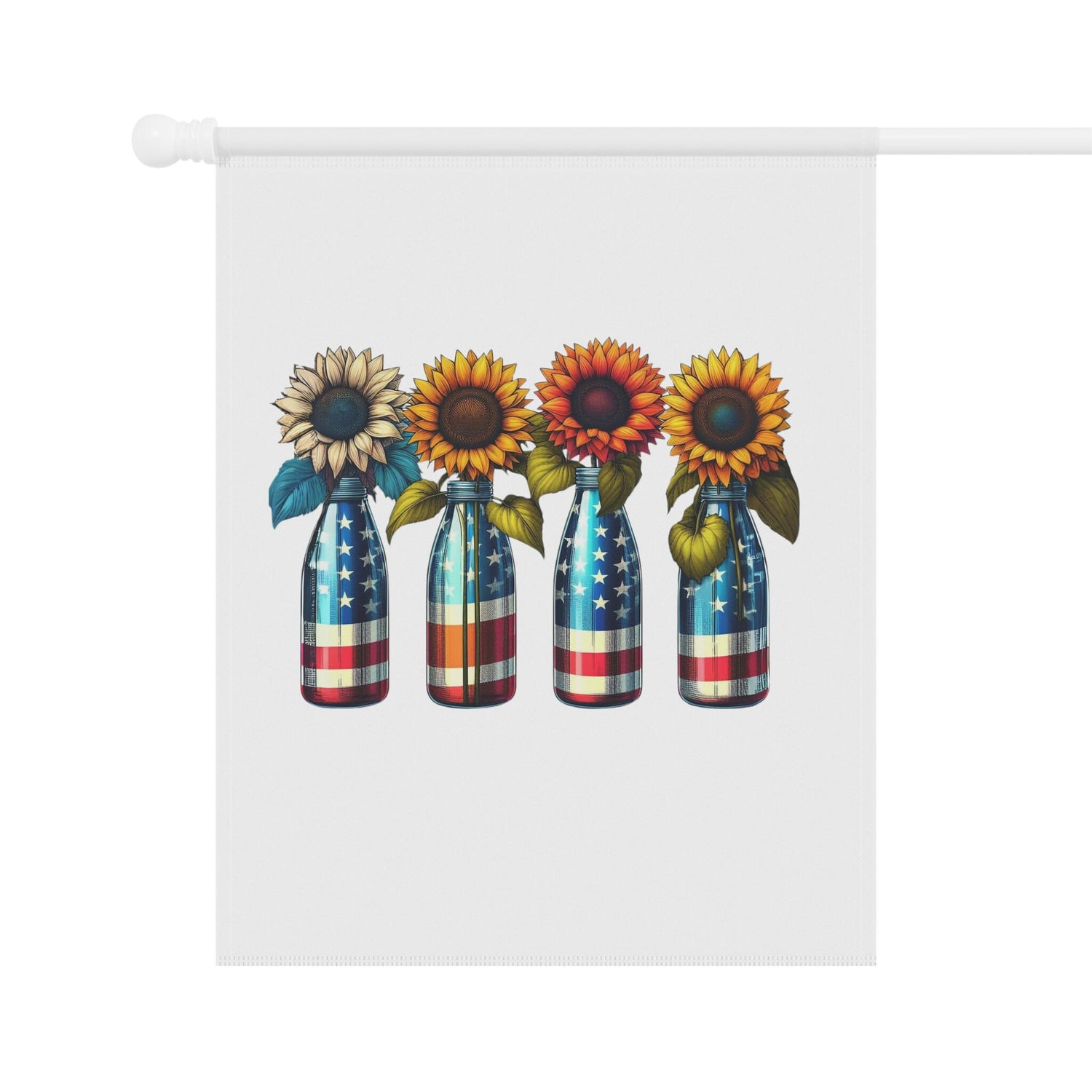 Garden & House Banner, patriotic US National sunflower flag design for outdoor stylish American garden decor