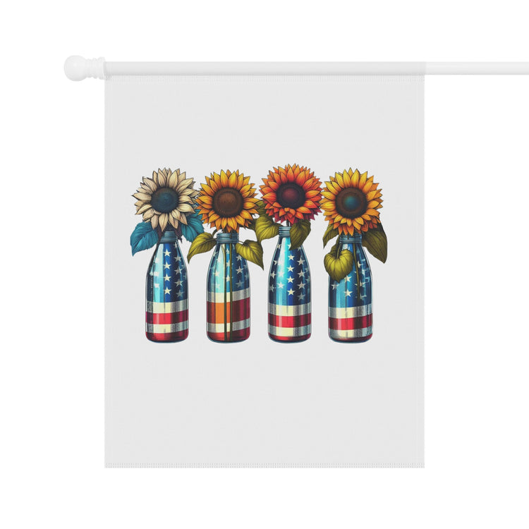Garden & House Banner, patriotic US National sunflower flag design for outdoor stylish American garden decor