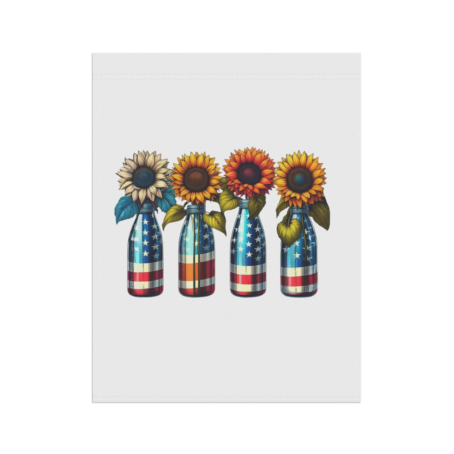 Garden & House Banner, patriotic US National sunflower flag design for outdoor stylish American garden decor