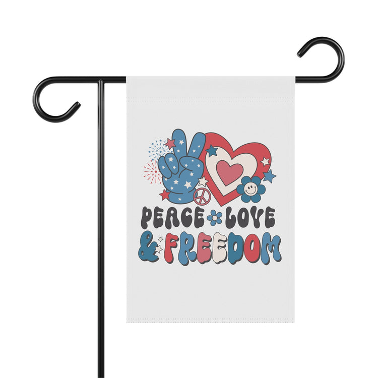 Garden & House Banner, Peace Love Freedom Independence Day Outdoor Garden Decor, Fourth of July Outside Home Celebartion Flag