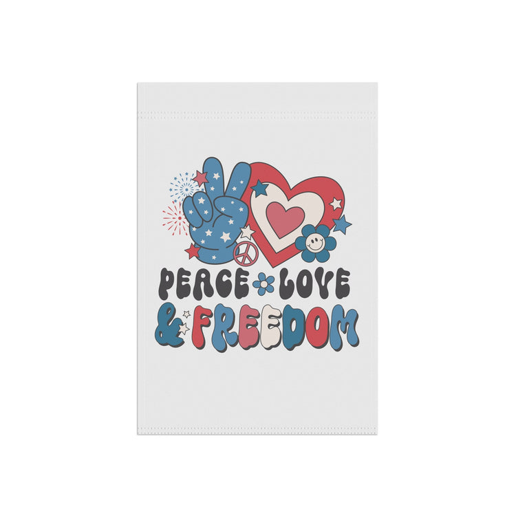 Garden & House Banner, Peace Love Freedom Independence Day Outdoor Garden Decor, Fourth of July Outside Home Celebartion Flag
