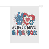 Garden & House Banner, Peace Love Freedom Independence Day Outdoor Garden Decor, Fourth of July Outside Home Celebartion Flag
