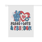 Garden & House Banner, Peace Love Freedom Independence Day Outdoor Garden Decor, Fourth of July Outside Home Celebartion Flag