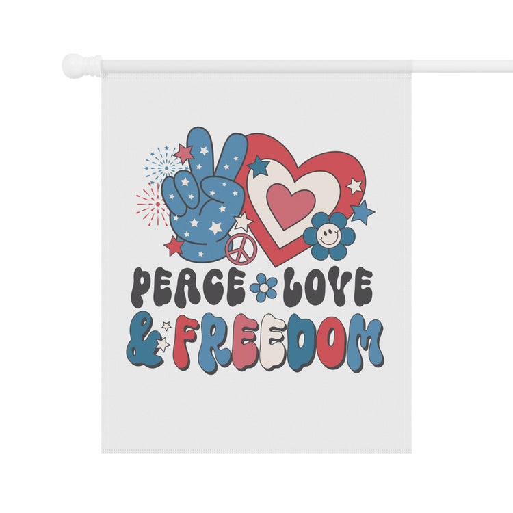 Garden & House Banner, Peace Love Freedom Independence Day Outdoor Garden Decor, Fourth of July Outside Home Celebartion Flag