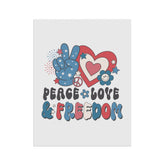 Garden & House Banner, Peace Love Freedom Independence Day Outdoor Garden Decor, Fourth of July Outside Home Celebartion Flag