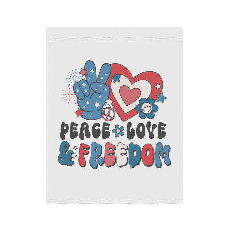 Garden & House Banner, Peace Love Freedom Independence Day Outdoor Garden Decor, Fourth of July Outside Home Celebartion Flag