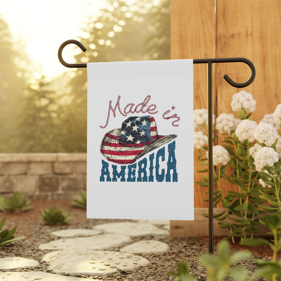 Garden & House Banner, Made In America Patriotic Home Garden Display, Independence Day Celebration Outdoor Banner, Proud American Flag Decor