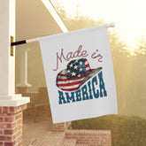 Garden & House Banner, Made In America Patriotic Home Garden Display, Independence Day Celebration Outdoor Banner, Proud American Flag Decor