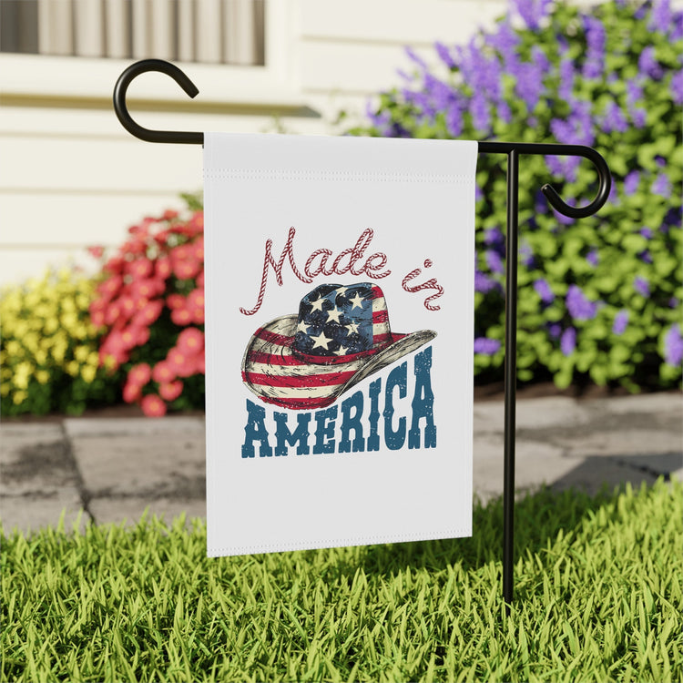 Garden & House Banner, Made In America Patriotic Home Garden Display, Independence Day Celebration Outdoor Banner, Proud American Flag Decor