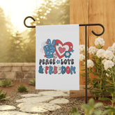Garden & House Banner, Peace Love Freedom Independence Day Outdoor Garden Decor, Fourth of July Outside Home Celebartion Flag