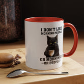 Accent Coffee Mug (11, 15oz), black cat sarcastic humorous saying everyday kitchen coffee tea color accent funny gift mug