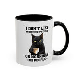 Accent Coffee Mug (11, 15oz), black cat sarcastic humorous saying everyday kitchen coffee tea color accent funny gift mug