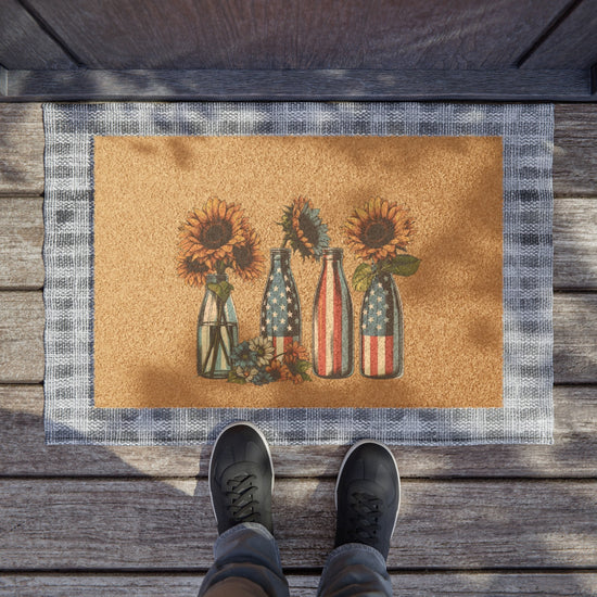 Doormat, USA custom outdoor decorative personalized natural sturdy outdoor floral decor personalized stepping mat
