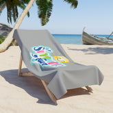 Beach Towel, Oversized Happy Sunny bright colorful Sand Beach Vacation Travel Towel