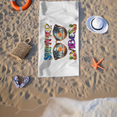 Beach Towel, Summer Vibes White oversized colorful Every Day Fun Travel Beach Towel