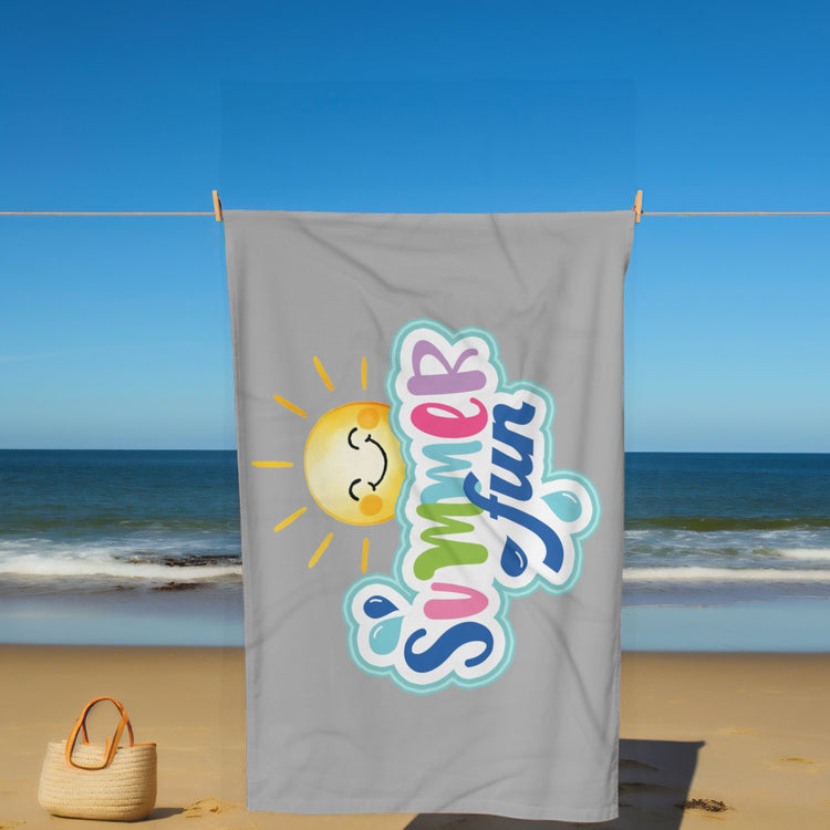 Beach Towel, Oversized Happy Sunny bright colorful Sand Beach Vacation Travel Towel