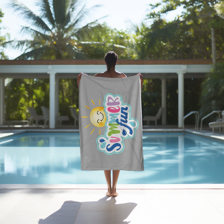 Beach Towel, Oversized Happy Sunny bright colorful Sand Beach Vacation Travel Towel