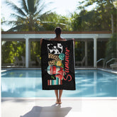 Beach Towel, Summer Love Black Everyday Colorful Large Terry Cloth Lush Fun Beach Sand Towel