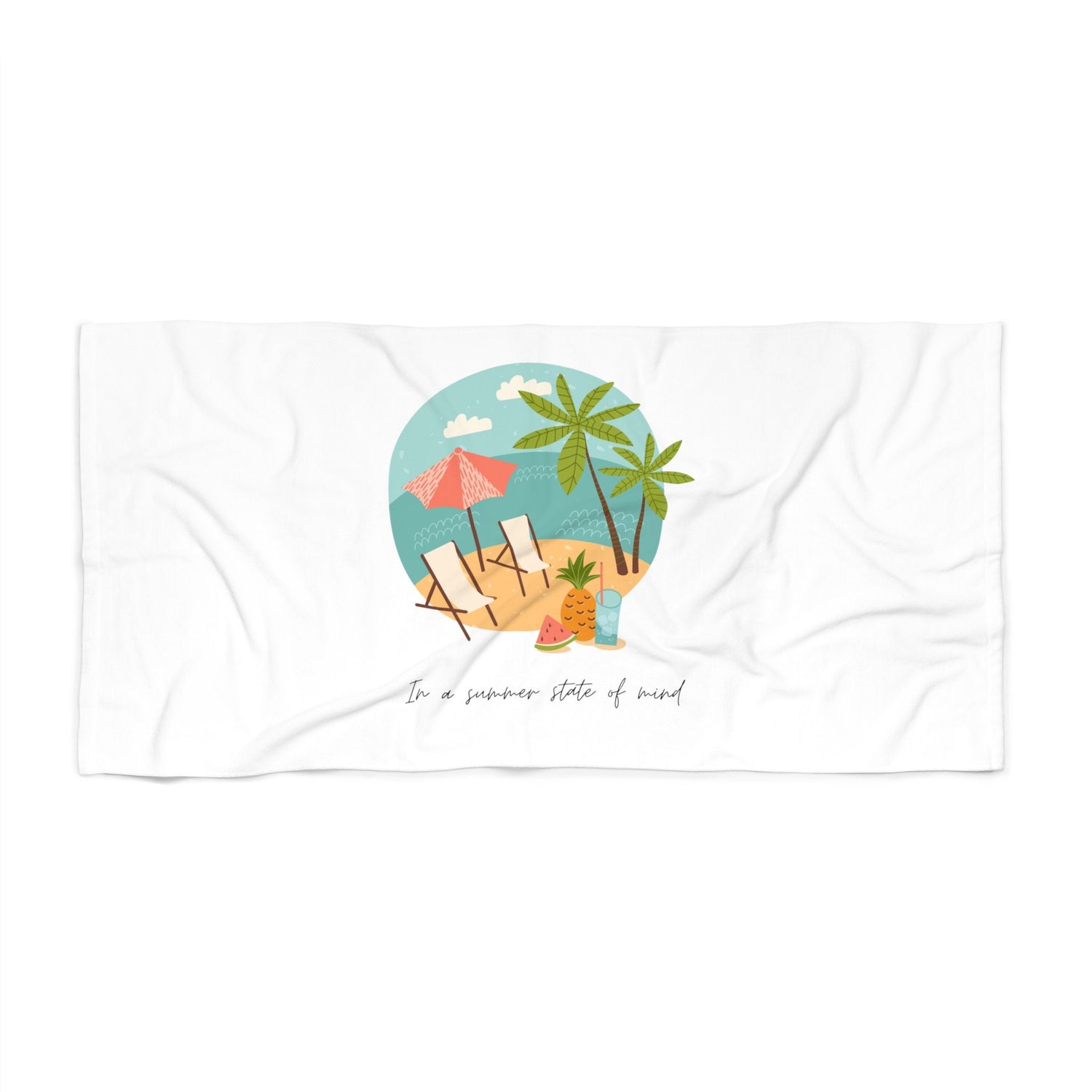 Beach Towel, Oversized bright uplifting relaxing thick custom summer travel soft lush beach towel
