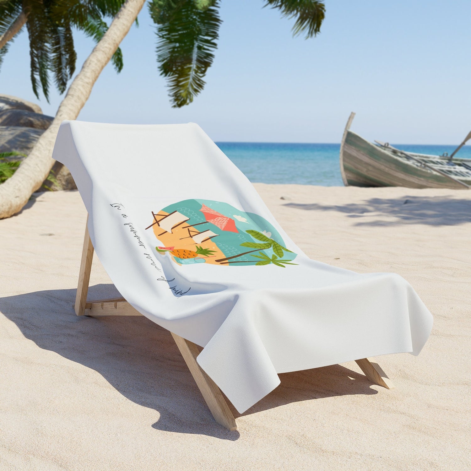 Beach Towel, Oversized bright uplifting relaxing thick custom summer travel soft lush beach towel