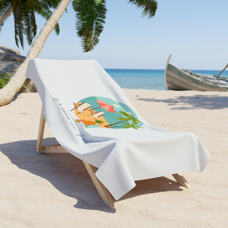 Beach Towel, Oversized bright uplifting relaxing thick custom summer travel soft lush beach towel