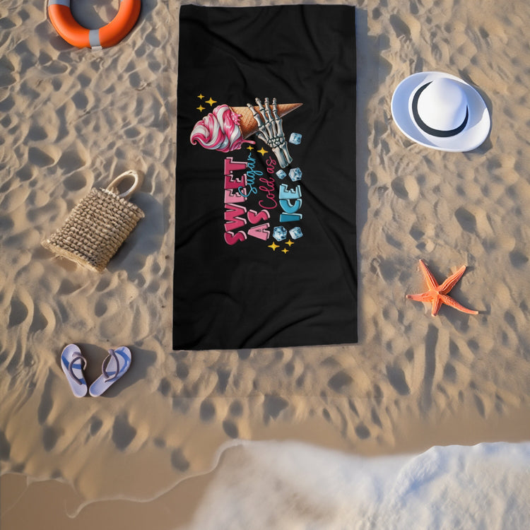 Beach Towel, Lush Soft Thick Black Customized Vivid Color Humorous Print Cotton Oversized Beach Towel