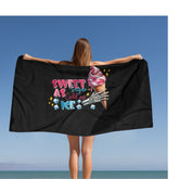 Beach Towel, Lush Soft Thick Black Customized Vivid Color Humorous Print Cotton Oversized Beach Towel