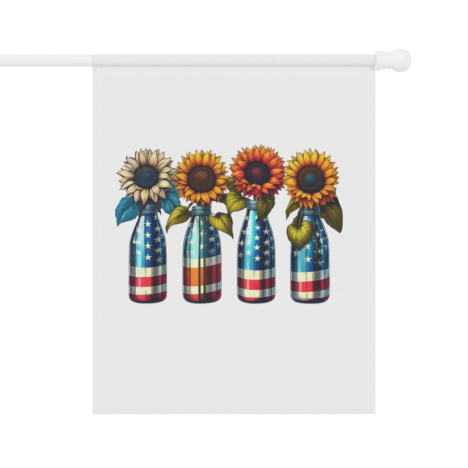 Garden & House Banner, patriotic US National sunflower flag design for outdoor stylish American garden decor