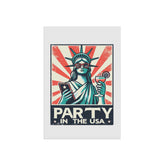 Garden & House Banner, party in the USA Statue of Liberty funny humorous decorative front yard garden flag post stand outside decor