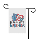 Garden & House Banner, Peace Love Freedom Independence Day Outdoor Garden Decor, Fourth of July Outside Home Celebartion Flag