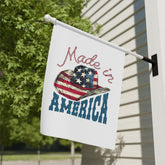 Garden & House Banner, Made In America Patriotic Home Garden Display, Independence Day Celebration Outdoor Banner, Proud American Flag Decor