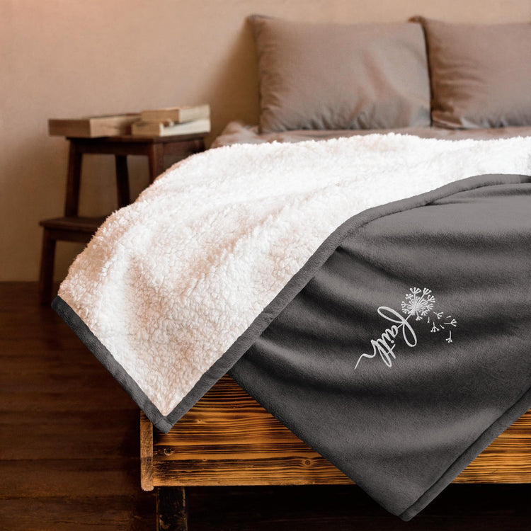 Premium sherpa blanket, faith inspirational soft plush comfy couch bed side casual cozy throw blanket