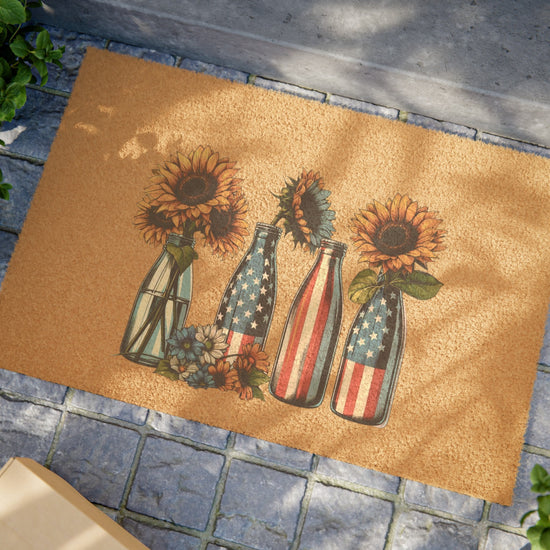 Doormat, USA custom outdoor decorative personalized natural sturdy outdoor floral decor personalized stepping mat
