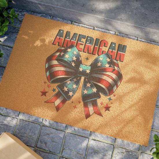 Doormat, American Proud Independence Day welcoming front porch Summer style outside Home Decor