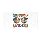 Beach Towel, Summer Vibes White oversized colorful Every Day Fun Travel Beach Towel