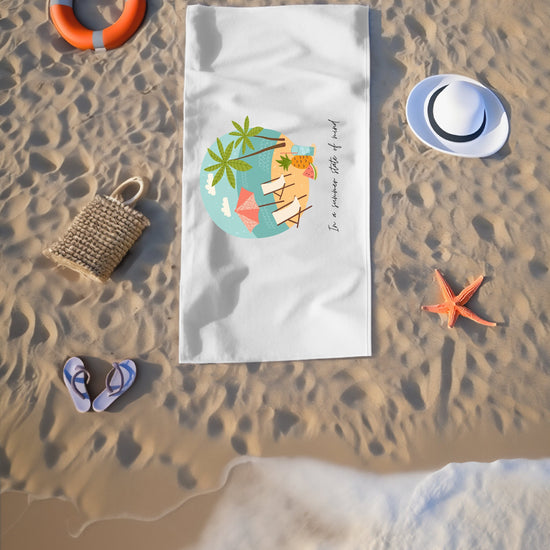Beach Towel, Oversized bright uplifting relaxing thick custom summer travel soft lush beach towel