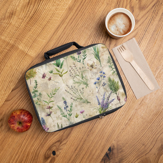 Lunch Bag, Vintage pretty lavender minimilist style design all ages food lunch box for picnic school trip work and travel