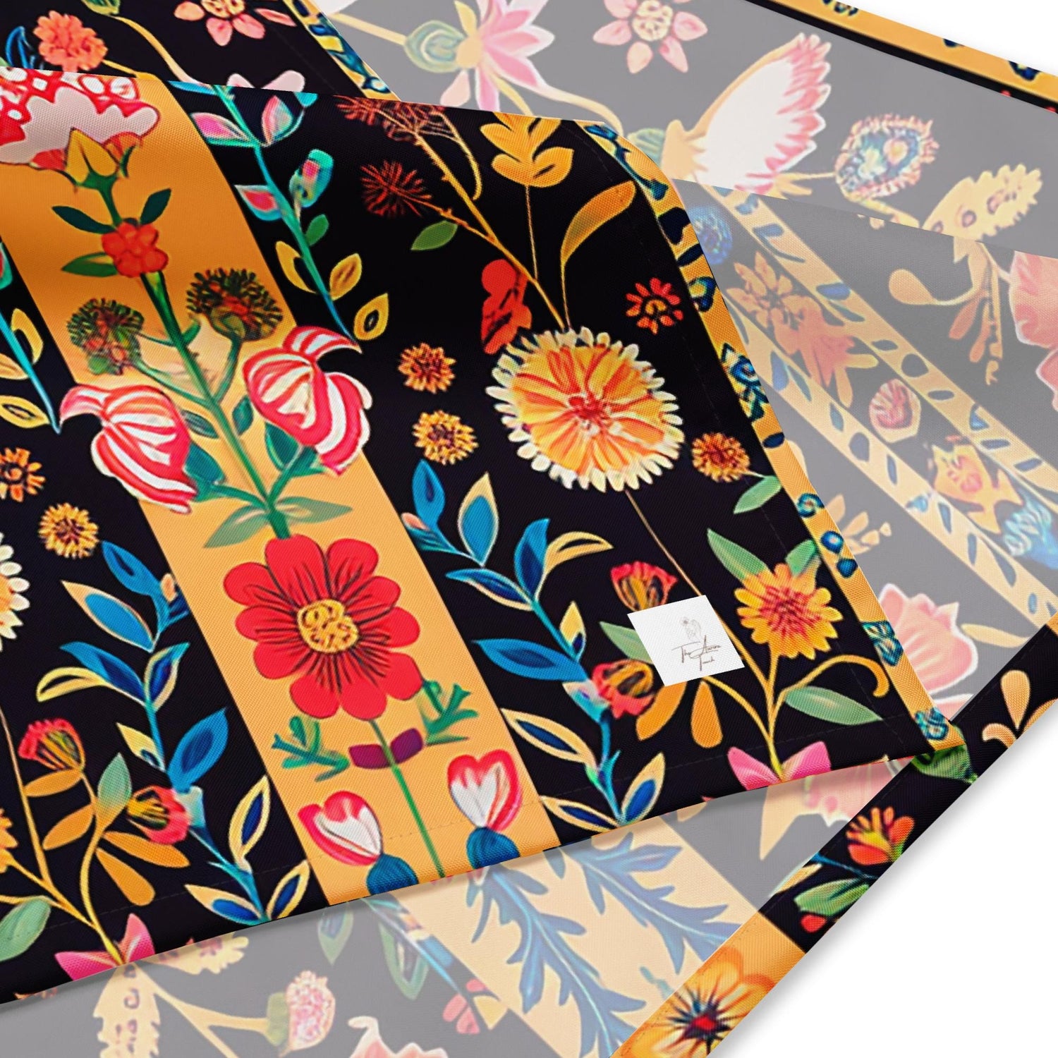 All-over print bandana, pretty crochet floral design print multifunction everyday school work home stylish minimilist kerchief wrap bandana