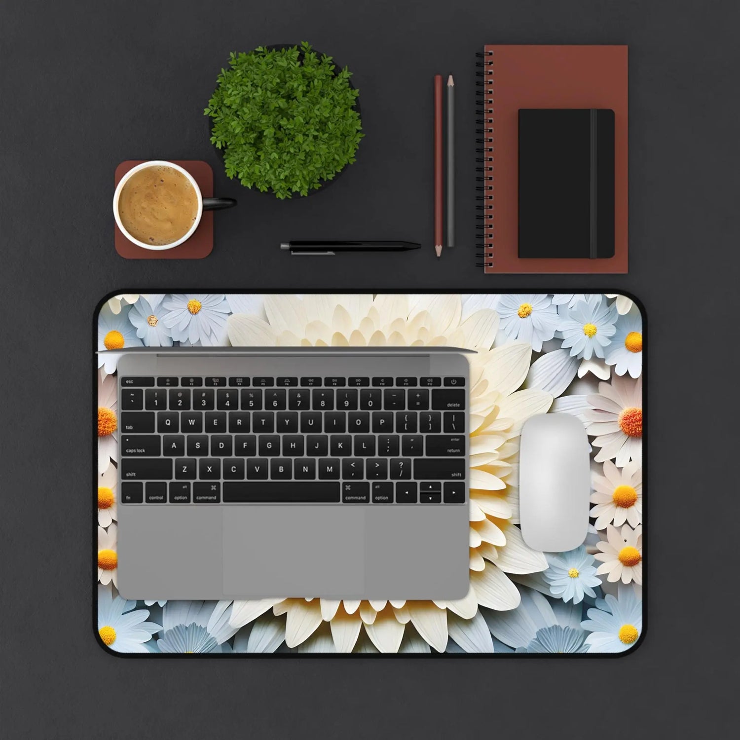 Desk Mat, Beautiful 3D bright colorful floral print office dorm home computer keyboard mouse desk pad The Aurora Touch
