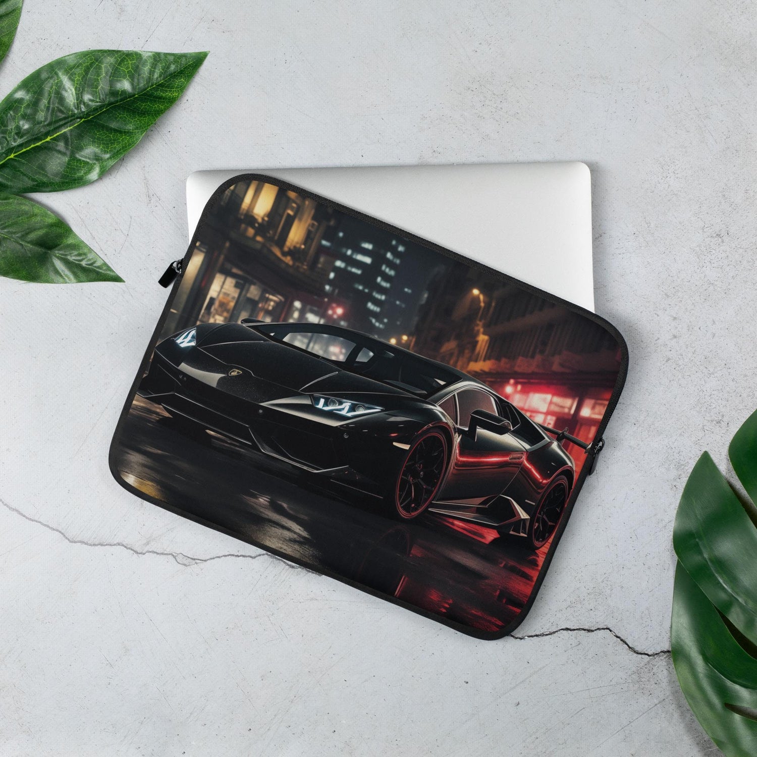 Laptop Sleeve, Black Lamborghini light sleek back to school fashion dorm room work office carry pouch cover