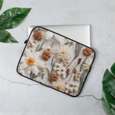 Laptop Sleeve, crotchet pretty floral pattern print office school student computer travel carry stylish minimilist pouch great gift